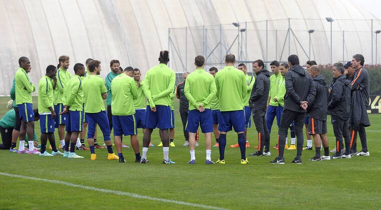 Massimiliano Allegri parla alla squadra, Turin Training von Juventus Turin in Madrid filippoxalfero