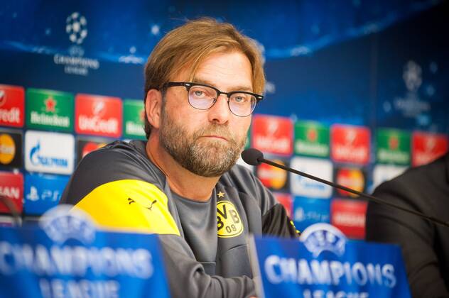 - BRUSSELS, BELGIUM: Dortmund s head coach Jurgen Klopp pictured during a press conference of German team Borussia Dortmund, in Brussels, Tuesday 30 September 2014. Dortmund will play Tomorrow against Belgian team RSC Anderlecht on day 2 of the group stage of the UEFA Champions League competition, in group D. LUCxCLAESSEN  premiumd Highlight 04407288
