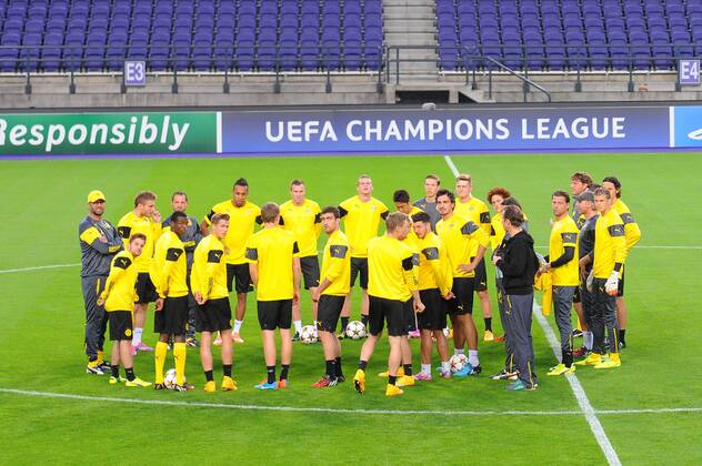 BRUSSELS, Dortmund s players pictured during a training session of BVB Borussia Dortmund, in Brussels, Tuesday 30 September 2014. LUCxCLAESSEN  premiumd Highlight 04407422