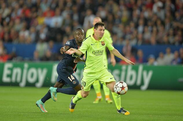 Lionel Messi (barca) - Blaise Matuidi (psg) FOOTBALL : Paris SG vs FC Barcelone - Ligue des champions - 30 09 2014 AnthonyBIBARD FEP Panoramic 