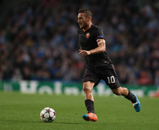 Francesco Totti of Roma - UEFA Champions League group E - Manchester City vs Roma - Etihad Stadium - Manchester - England - 30th September 2014 - Picture Simon Bellis Sportimage EDITORIAL USE ONLY. No use with unauthorised audio, video, data, fixture lists, club league logos or live services. Online in-match use limited to 120 images, no video emulation. No use in betting, games or single club league player publications.