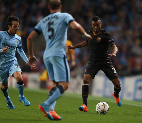 Ashley Cole of Roma - UEFA Champions League group E - Manchester City vs Roma - Etihad Stadium - Manchester - England - 30th September 2014 - Picture Simon Bellis Sportimage EDITORIAL USE ONLY. No use with unauthorised audio, video, data, fixture lists, club league logos or live services. Online in-match use limited to 120 images, no video emulation. No use in betting, games or single club league player publications.