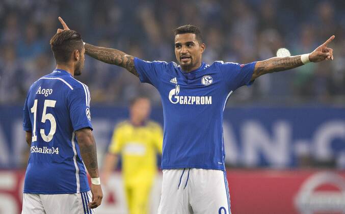 Gelsenkirchen, 30.09.2014, Veltins Arena, Fußball Dennis Aogo (S04), Kevin-Prince Boateng (S04) FC Schalke 04 - NK Maribor