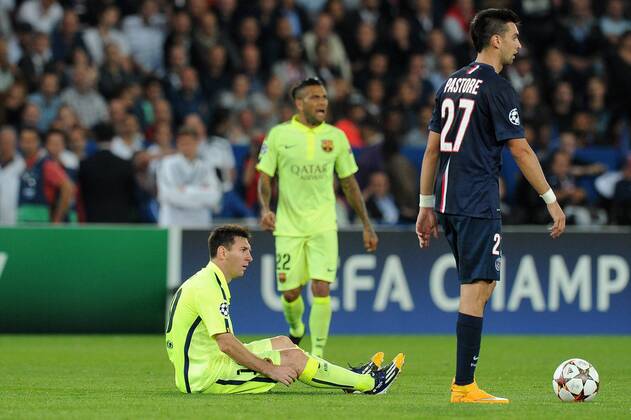 Enttäuschung Lionel Messi (Barcelona) Paris St. Germain PSG - FC Barcelona (Barca) 30 09 2014 NxLeGouicxFEPx 