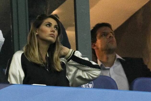 Kevin-Prince Boateng (FC Schalke 04 9) Verlobte Melissa Satta auf der Tribüne FC Schalke 04 vs NK Maribor--- Fussball --- Champions-League --- Gruppenphase --- 2. Spieltag --- 30.09.2014, EP_JSE