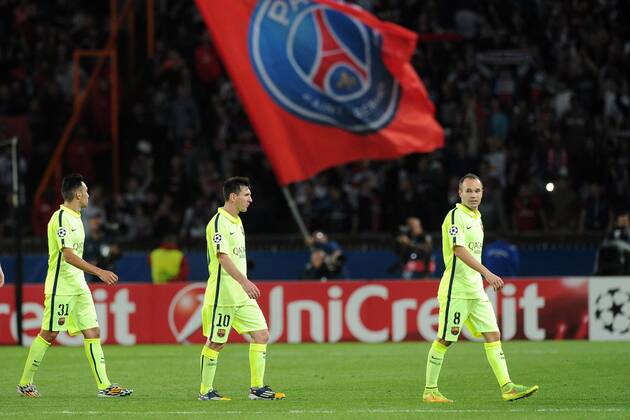 Enttäuschung Lionel Messi (Barcelona) Paris St. Germain PSG - FC Barcelona (Barca) 30 09 2014 NxLeGouicxFEPx 