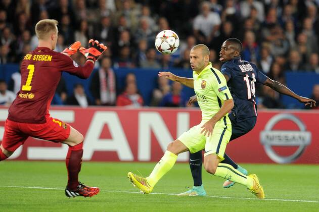 Javier Mascherano (Barcelona) Marc Andre Ter Stegen (Barcelona) Blaise Matuidi (PSG) Paris St. Germain PSG - FC Barcelona (Barca) 30 09 2014 NxLeGouicxFEPx 