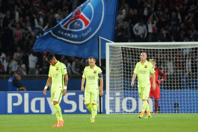 Neymar (Barcelona) Jeremy Mathieu (Barcelona) Paris St. Germain PSG - FC Barcelona (Barca) 30 09 2014 NxLeGouicxFEPx 