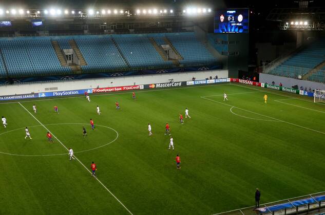 MOSCOW REGION, RUSSIA. SEPTEMBER 30, 2014. A 2014 15 Season UEFA Champions League Group E football match between CSKA Moscow and Bayern Munich at Arena Khimki Stadium. The game is played behind closed doors as CSKA have been punished for their fans poor behaviour in a Champions League match against Viktoria Plzen last year. FC Bayern won the game 1:0. Valery Sharifulin TASS  RE150A11