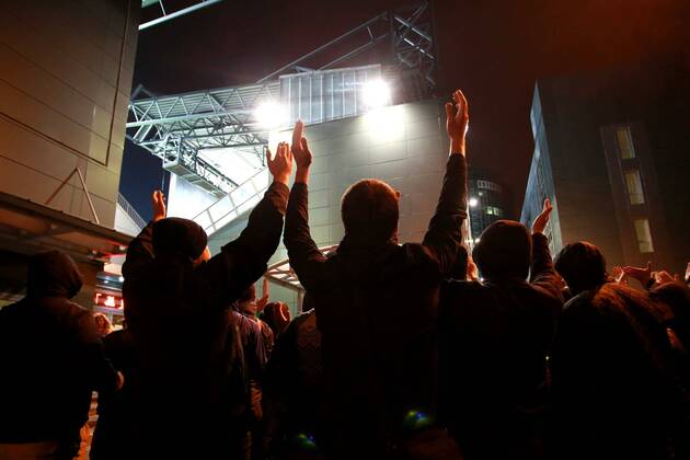 September 30, 2014. Russia, Khimki, arena New Khimki. CSKA s fans near stadium in the 2014 15 UEFA Champions League s group stage match of Moscow. DmitryxGolubovich 