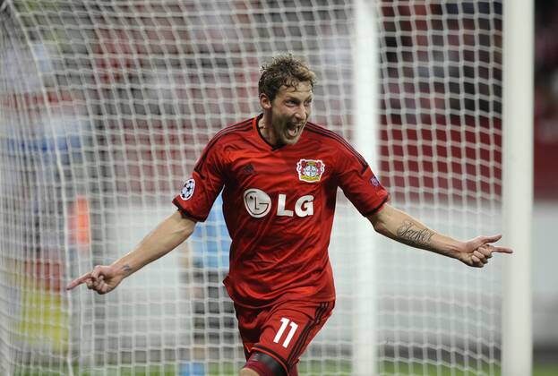 BayArena Leverkusen 1.10.2014, UEFA Champions League 2014 2015 Vorrunde Gruppe C 2. Spieltag, Bayer 04 Leverkusen - Benfica Lissabon --- Stefan Kießling (Kiessling) (Leverkusen) jubelt nach seinem Tor