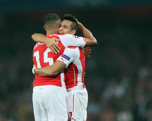 Arsenal s Alexis Sanchez celebrates scoring his sides third goal - UEFA Champions League Group D - Arsenal vs Galatasaray - Emirates Stadium - England - 01st October 2014 - Picture David Klein Sportimage EDITORIAL USE ONLY. No use with unauthorised audio, video, data, fixture lists, club league logos or live services. Online in-match use limited to 120 images, no video emulation. No use in betting, games or single club league player publications.