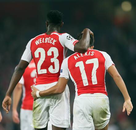 Arsenal s Alexis Sanchez celebrates scoring his sides third goal - UEFA Champions League Group D - Arsenal vs Galatasaray - Emirates Stadium - England - 01st October 2014 - Picture David Klein Sportimage EDITORIAL USE ONLY. No use with unauthorised audio, video, data, fixture lists, club league logos or live services. Online in-match use limited to 120 images, no video emulation. No use in betting, games or single club league player publications.
