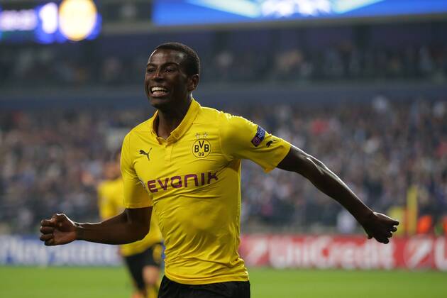 01.10.2014, xgsx, Fussball Champions League, RSC Anderlecht - Borussia Dortmund, v.l. Adrian Ramos (Borussia Dortmund (BVB) - 20) bejubelt sein Tor zum 0-2
