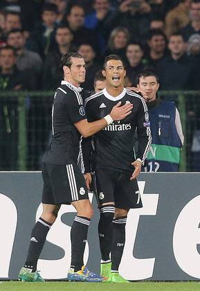 Sofia, PFC Ludogorez Rasgrad - Real CF Madrid Gareth Bale(L) with Cristiano Ronaldo(r) CF Real Madrid celebrate goal 
