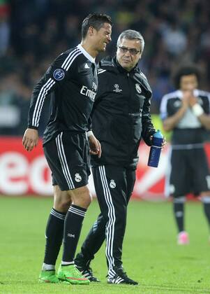 Sofia, PFC Ludogorez Rasgrad - Real CF Madrid Cristiano Ronaldo(L) CF Real Madrid injured during match 
