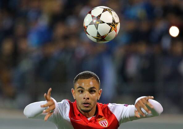 ST PETERSBURG, RUSSIA. OCTOBER 1, 2014. Monacoâ€™s Layvin Kurzawa seen in his UEFA Champions League Round 2 Group C football match between Monaco and Zenit at Petrovsky Stadium. The game ended in a 0-0 draw. RuslanxShamukov TASS  RE150BBD