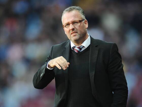 Football - 2014 2015 Premier League - Aston Villa vs. Manchester City Aston Villa Manager Paul Lambert at Villa Park. COLORSPORT ANDREWxCOWIE