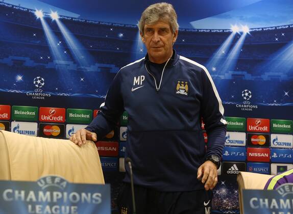 MOSCOW REGION, RUSSIA. OCTOBER 20, 2014. FC Manchester City manager Manuel Pellegrini looks on at a press conference on the upcoming UEFA Champions League group stage football match against CSKA Moscow. The game is to be played behind closed doors as CSKA have been punished for their fans poor behavior. Artyom Korotayev TASS  RE1525D9
