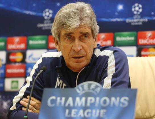 MOSCOW REGION, RUSSIA. OCTOBER 20, 2014. FC Manchester City manager Manuel Pellegrini looks on at a press conference on the upcoming UEFA Champions League group stage football match against CSKA Moscow. The game is to be played behind closed doors as CSKA have been punished for their fans poor behavior. Artyom Korotayev TASS  RE1525DB