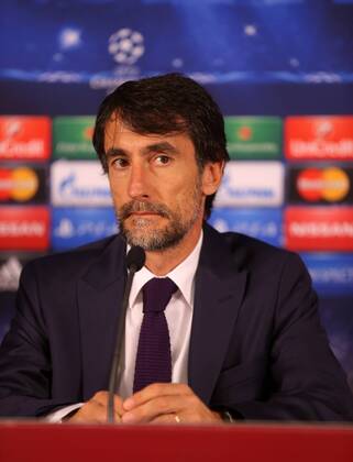 Galatasaray Football Club co trainer Gabriele Pin and Player Hamit Altintop during the press conference UEFA Champions League soccer match between Galatasaray and Borissia Dortmund in Istanbul 21 October 2014 Pictured: Co trainer Gabriele Pin 