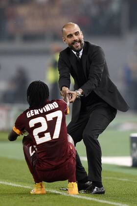 Rom, 21.10.2014 - UEFA Champions League 2014 2015 - AS Rom vs FC Bayern München - Josep Guardiola - Gervinho 