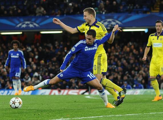 Football - 2014 2015 Champions League - Group G: Chelsea vs. Maribor Chelsea s Eden Hazard at Stamford Bridge. COLORSPORT ANDREW COWIE