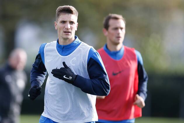 - BRUGGE, BELGIUM: Club s Thomas Meunier pictured during a training session of Belgian soccer team Club Brugge, Wednesday 22 October 2014, in Brugge. Tomorrow Club Brugge is playing Danish team FC Kobenhavn in the third day of the group stage of the UEFA Europa League competition, in the group B. BRUNOxFAHY 04486886