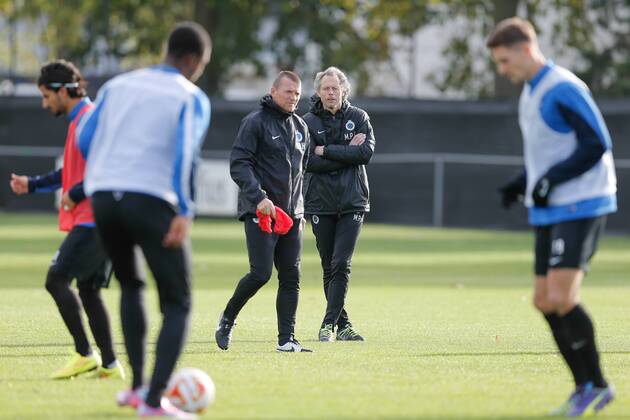 - BRUGGE, BELGIUM: Club s assistant coach Stephan Van der Heyden and Club s head coach Michel Preud homme pictured during a training session of Belgian soccer team Club Brugge, Wednesday 22 October 2014, in Brugge. Tomorrow Club Brugge is playing Danish team FC Kobenhavn in the third day of the group stage of the UEFA Europa League competition, in the group B. BRUNOxFAHY 04486893