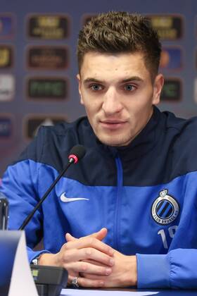 - BRUGGE, BELGIUM: Club s Thomas Meunier pictured at a press conference of Belgian soccer team Club Brugge, Wednesday 22 October 2014, in Brugge. Tomorrow Club Brugge is playing Danish team FC Kobenhavn in the third day of the group stage of the UEFA Europa League competition, in the group B. BRUNOxFAHY 04487030