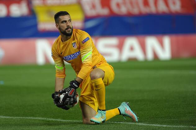 Atletico de Madrid Goalkeeper, Miguel Angel Moya Rumbo - MOYA, number 1 . Round 3 of the CHAMPIONS league, soccer match between Atletico de Madrid - Malmo FF at the Vicente Calderon estadium, Madrid - Spain by October 22, 2014. PHOTO: MIguelLopez. 