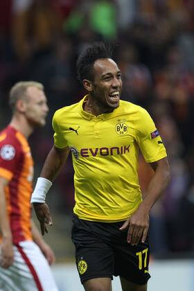 Torjubel von Pierre-Emerick Aubameyang 17 (Borussia Dortmund) Galatasaray Istanbul vs. Borussia Dortmund, Fussball, Champions League, 22.10.2014, EP_CKT