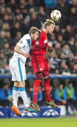 Nicolas Lombaerts (Zenit), Stefan Kießling (Bayer) 22.10.2014, Leverkusen, Bayer 04 Leverkusen vs. FC Zenit St.Petersburg Â
