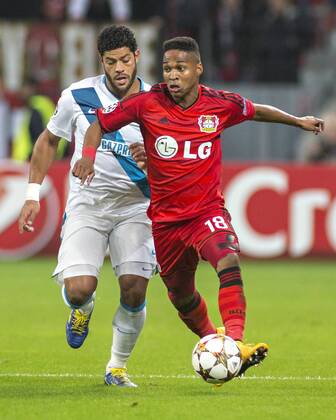 Hulk (Zenit), Wendell (Bayer) 22.10.2014, Leverkusen, Bayer 04 Leverkusen vs. FC Zenit St.Petersburg Â