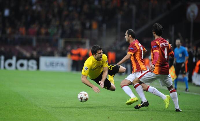 UEFA Champions League Group D match between Galatasaray and Borussia Dortmund at Turk Telekom Arena on October 22, 2014 in Istanbul, Turkey. Pictured: Sokratis Papastathopoulos of Borussia Dortmund. 