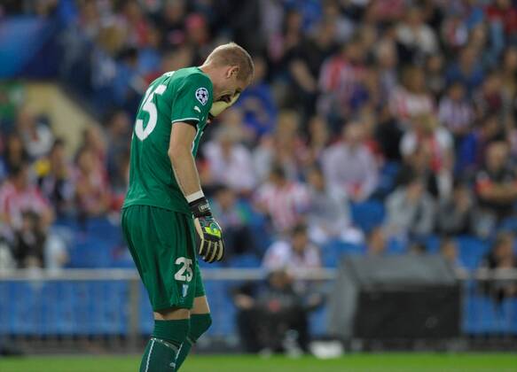 Malmo FF Goalkeeper, Robin Olsen - ROBIN OLSEN, number 25 . Round 3 of the CHAMPIONS league, soccer match between Atletico de Madrid - Malmo FF at the Vicente Calderon stadium, Madrid - Spain by October 22, 2014. . 