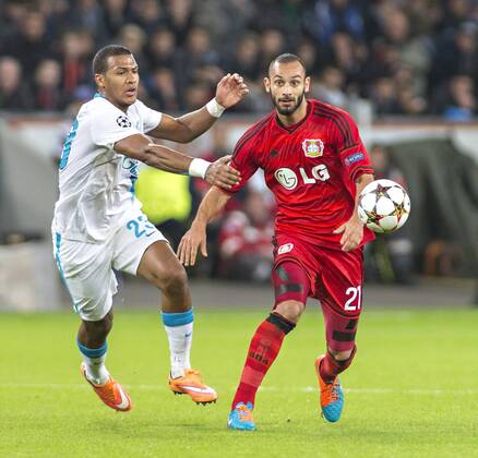 José Rondon (Zenit), Ömer Toprak (Bayer) 22.10.2014, Leverkusen, Bayer 04 Leverkusen vs. FC Zenit St.Petersburg Â