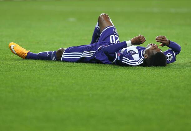 - BRUSSELS, BELGIUM: Anderlecht s Ibrahima Conte looks dejected during a third group stage game between RSCA Anderlecht and English team Arsenal, in the group D of the UEFA Champions League competition, Wednesday 22 October 2014. VIRGINIExLEFOUR  Aufmacher premiumd 20145128