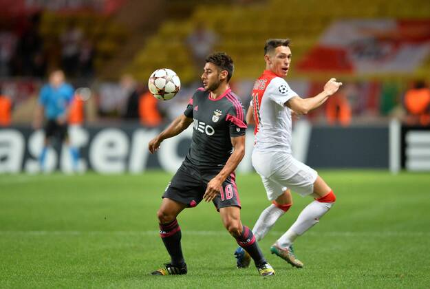 Eduardo Salvio (ben) - Lucas Ocampos (mon) FOOTBALL : Monaco vs Benfica - Ligue des Champions - 22 10 2014 AnthonyBIBARD FEP Panoramic 