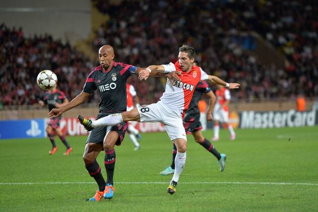 Joao Moutinho (mon) - Luisao (ben) FOOTBALL : Monaco vs Benfica - Ligue des Champions - 22 10 2014 AnthonyBIBARD FEP Panoramic 