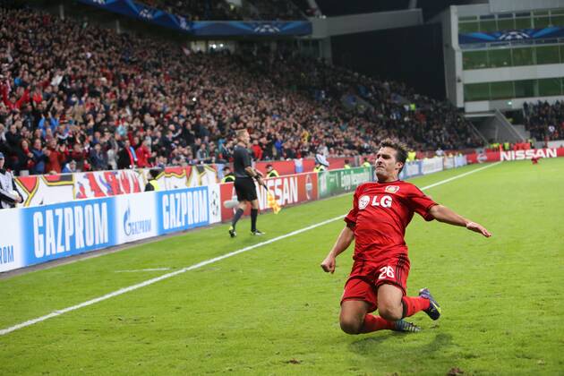 Champions League : Bayer 04 Leverkusen- Zenith St. Petersburg 3.Spieltag Jubel bei Giulio Donati (BL) nach seinem 1:0. Champions League : Bayer 04 Leverkusen--Zenith St. Petersburg 3.Spieltag