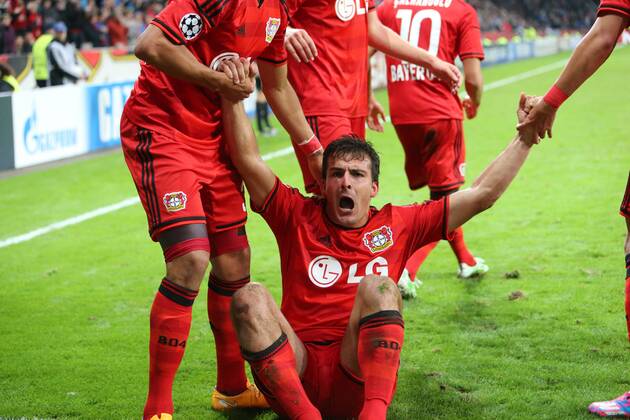 Champions League : Bayer 04 Leverkusen- Zenith St. Petersburg 3.Spieltag Jubel bei Giulio Donati (BL) nach seinem 1:0. Champions League : Bayer 04 Leverkusen--Zenith St. Petersburg 3.Spieltag