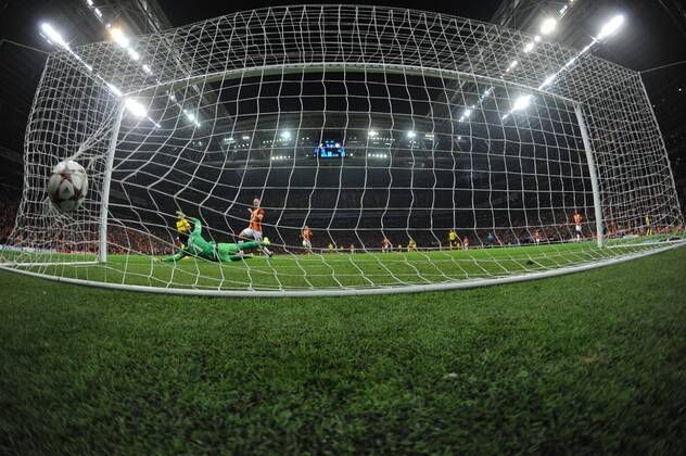 UEFA Champions League Group D match between Galatasaray and Borussia Dortmund at Turk Telekom Arena on October 22, 2014 in Istanbul, Turkey. Pictured: Borussia Dortmund players Pierre Aubameyang first goal. 