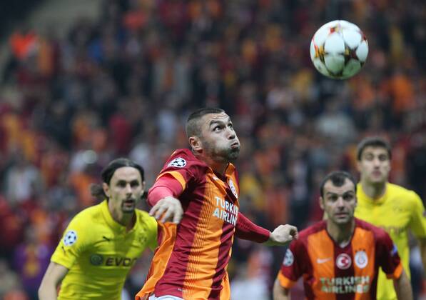 UEFA Champions League Group D match between Galatasaray and Borussia Dortmund at Turk Telekom Arena on October 22, 2014 in Istanbul, Turkey. Pictured: Burak Yilmaz of Galatasaray and of Borussia Dortmund. 
