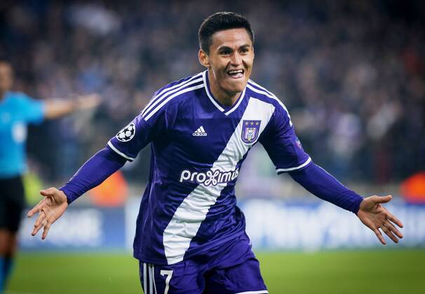 - BRUSSELS, BELGIUM: Anderlecht s Andy Najar celebrates after scoring during a third group stage game between RSCA Anderlecht and English team Arsenal, in the group D of the UEFA Champions League competition, Wednesday 22 October 2014. VIRGINIExLEFOUR  premiumd 20145236