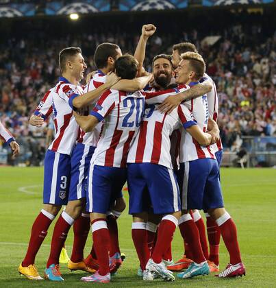 Champions League match between Atletico Madrid and Malmö FF. In this picture,, Arda Turan players celebrate a goal. xANGELxRIVEROx 