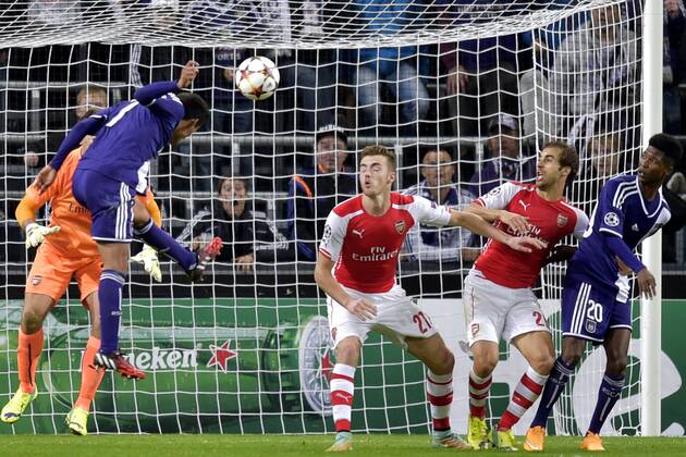 Andy Najar of RSC Anderlecht scores 1-0 FOOTBALL : Anderlecht vs Arsenal - Ligue des Champions - 3e journee - Gr D - 22 10 2014 Photonews Panoramic 