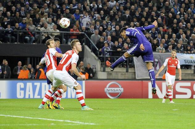 andy najar 1-0 FOOTBALL : Anderlecht vs Arsenal - Ligue des Champions - 3e journee - Gr D - 22 10 2014 Photonews Panoramic 