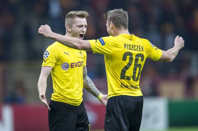 (L-R) Marco Reus of Borussia Dortmund, Lukasz Piszczek of Borussia Dortmund during the UEFA Champions League group D match between Galatasaray and Borussia Dortmund on October 22, 2014 at the Turk Telekom stadium at Istanbul, Turkey. Galatasaray v Borussia Dortmund UEFA Champions League Group D 2014 2015 xVIxGerritxvanxKeulenxIVx 3170679
