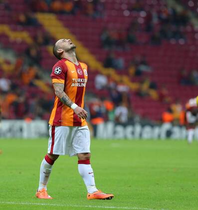 UEFA Champions League Group D match between Galatasaray and Borussia Dortmund at Turk Telekom Arena on October 22, 2014 in Istanbul, Turkey. Score: Galatasaray 0 - Borussio Dortmund 4 Pictured: Wesley Sneijder of Galatasaray. 